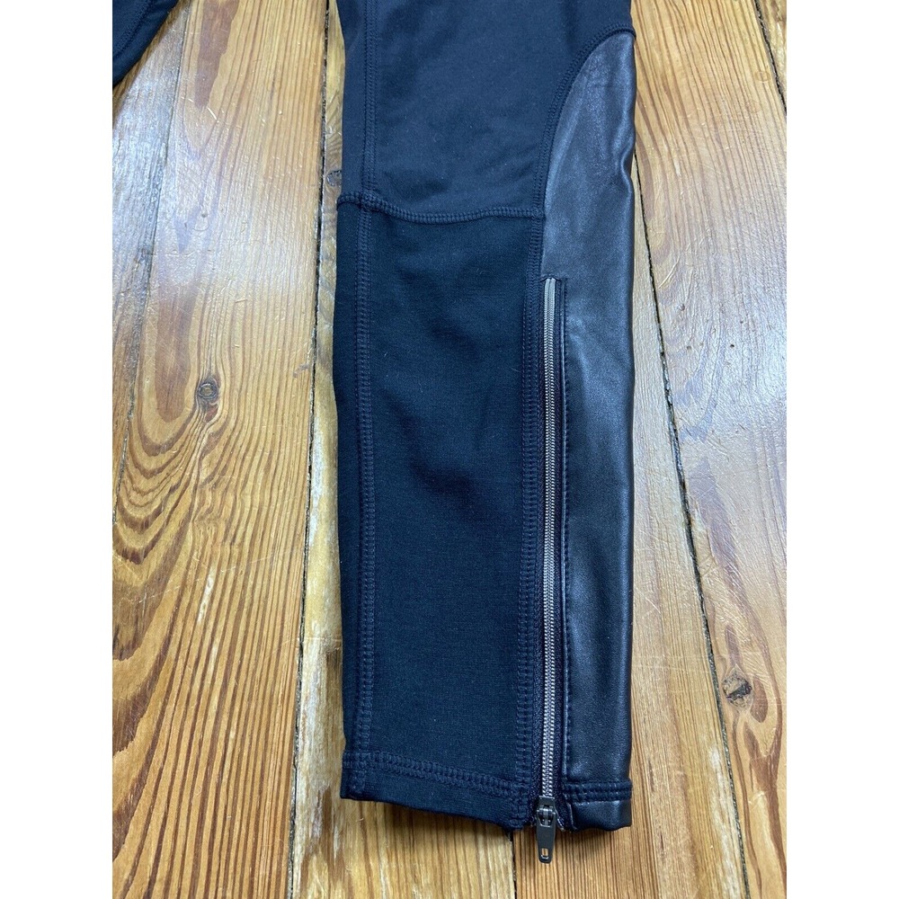 Athleta Luxe Ponte Faux Leather Ankle Zip Full Length Active Leggings Size S - Picture 2 of 5